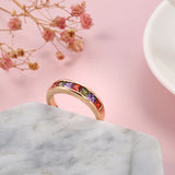 14 Karat Rolled Gold Rainbow Luxury Colorful AAA Zircon Crystals Fashion Rings for Women