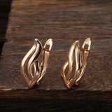 New Hollow Glossy Leaf 14K Filled Rose Gold Stud Earrings - Cute High Quality Daily Fine Fashion Jewellery