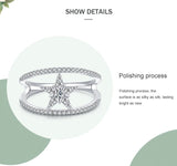 Five-Pointed Star Fashion Sparkling AAAA Lab Created Diamonds Silver Ring