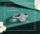 Super 925 Sterling Silver Princess Cut Hollow AAAA Lab Created Diamonds Rings