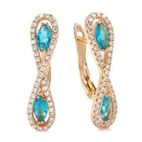 Luxury Blue 14K Filled Rose Gold AAA Zircon Crystals Long Drop Earrings For Women - Fine Fashion Jewellery