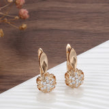 14K Rolled Gold New Circle Hollow Snowflake Inlay AAA Zircon Diamonds Hoop Earrings