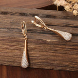 Shining Drop Type 14K Rolled Rose Gold AAA Zircon Diamonds Tassel Dangle Earrings For Women - Fashion Jewellery