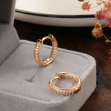 14K Rolled Gold Classic Double Layer Full AAA Zircon Diamonds Women Hoop Earrings