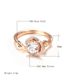 Lucky Rose Flower Design 14K Rolled Rose Gold AAA Zircon Diamonds Flower Vintage Style Ring - Fine Jewellery