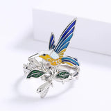 New Hummingbird Design AAA Zircon Epoxy Creative Bird Handmade Enamel Ring