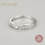 Delicate Twisted Crossover 925 Silver Elegant AAAA Lab Created Diamond Ring