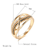 Luxury Fashion Waves Design 14K Filled Rose Gold With Black White AAA Zircon Diamonds  Rings, High Quality Jewellery