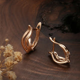 14K Filled Gold Vintage Hollow Carved Pattern Piercing Glossy Fashion Earrings