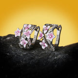 Classic 925 Silver Violet Flower Shape Handmade Enamel Epoxy Earrings