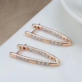 14K Gold Filled Long Clip Full Inlay AAA Zircon Diamonds Drop Elegant Hoop Earrings