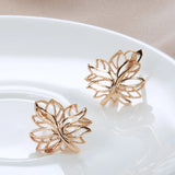 14 Karat Gold Filled Life Tree Glossy Hollow Clip Hoop Earrings Elegant Jewellery