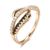 Fashion 14K Filled Rose Gold 2 Rows AAA Black Natural Zircon Diamonds Ring - Luxury Vintage Cross Fine Jewellery