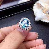 New Luxury Silver Colour Lab Blue Topaz  Stone Necklaces Earrings Rings for Women Bridal Wedding Jewellery Sets - The Jewellery Supermarket