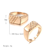 Modern Fashion 14 Karat Rolled Gold Glossy Square Cutting Men's Signet Ring
