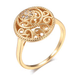 14 Karat Gold Filled New  Fashion Hollow Flower AAA Zircon Diamonds Ethnic Vintage Rings