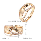 14K Rolled Gold Fashion Twist Double AAA Zircon Diamonds Trendy Rings Fine Jewellery