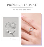 Amazing Sun Flower Sparkling AAAA Lab Created Diamonds 925 Sterling Silver Ring