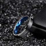 New Arrival Cool Classic 4/6mm Black Brushed Blue Interior Tungsten Carbide Couple Wedding Engagement Rings - The Jewellery Supermarket