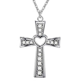 Silver Colour Christian Necklace - Fashion Cross AAA CZ crystals Religious Christmas gift Pendant Necklace - The Jewellery Supermarket