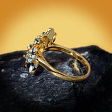 Creative Blue Flower Handmade Enamel Epoxy Bohemian Silver Ring For Women
