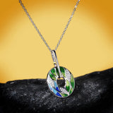 Genuine Handmade Green Bamboo Leaves Luminous AAA Zircon Diamonds Necklace