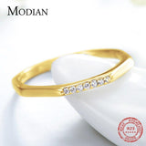 Authentic Sterling Silver Stylish Gold Color AAAA Simulated Diamonds Ring - Unique Charm Fine Jewellery  - The Jewellery Supermarket