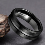 New Arrival 6mm 8mm Groove Brushed Black Tungsten Carbide Wedding Engagement Comfort Fit Rings - The Jewellery Supermarket