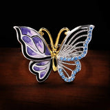 Luxury 925 Blue Zircon Handmade Enamel Cute Elegant Butterfly Rings