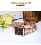 New Arrival Top Brand Elegant Solid Stainless Steel Square Dial Quartz Rose Gold Colour Ladies Watches for Women