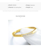 Authentic Sterling Silver Stylish Gold Color AAAA Simulated Diamonds Ring - Unique Charm Fine Jewellery  - The Jewellery Supermarket