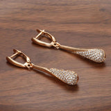 Shining Drop Type 14K Rolled Rose Gold AAA Zircon Diamonds Tassel Dangle Earrings For Women - Fashion Jewellery