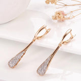 New Arrival Fashion Rolled 14K Rose Gold AAA Zircon Crystals Long Tassel Dangle Earrings - Unusual Fine Jewellery