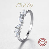 Delicate Curved Geometric Wing Design AAAA Lab Created Diamond Silver Ring