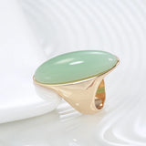 14K Rolled Gold New Minimalism Large Glossy Misty Green Red Blue Crystal Slender Rings