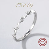 Delicate Curved AAAA Lab Created Diamond Silver Lovely Moon Stackable Ring