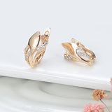 14K Rolled Gold New Vintage Curve AAA Diamonds Zircon Elegant Geometric Fine Earrings