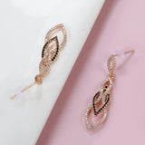 14K Gold Filled Black Zircon Vintage Splicing Long Drop Dark Series Elegant Earrings