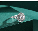 Classic Luxury Oval Dazzling 1.5 Karat AAAA Lab Created Diamond 925 Silver Ring