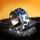 New Arrival Classic Epoxy Handmade Enamel Blue Flower 925 Silver Ladies Ring
