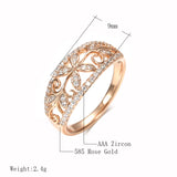 Superb Hollow Crystal Flower 14K Rolled Rose Gold AAA Zircon Diamonds Pave Setting Ring - Fine Vintage Jewellery