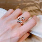 Fine Vintage Design Jewellery Rolled Rose Gold of 14-Karat Purity Micro-wax Inlay AAA Zircon Diamonds Flower Ring