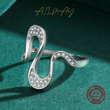 Open, Irregular Wave Design Dazzling AAAA Lab Created Diamonds Silver Ring