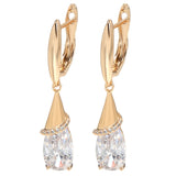 14K Gold Filled Teardrop Blue White AAA Zircon Diamonds inlay Pendant Elegant Earrings