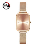 Elegant Rectangle Ultrathin Nordic New Design Quartz Movement Fashion Stainless Steel Mesh Bracelet Ladies Watches