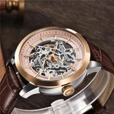 Popular Top Luxury Brand Leather Skeleton Hollow Clock Waterproof Men's Automatic Business Mechanical Watch - The Jewellery Supermarket