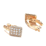 14K Gold Filled New Trend Geometric Arrangement AAA Zircon Diamonds  Gold Edge Earrings