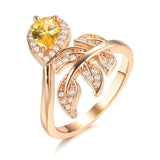 Latest Fashion Hollow Crystal Flower Rolled 14K Rose Gold Yellow AAA Zircon Diamonds Ring  - Fine Jewellery