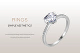 Forever Love Dazzling Shiny Heart AAAA Lab Created Diamond Silver Ring