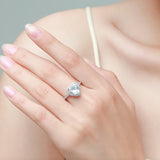 Heart Design Elegant Romantic Sparkling AAAA Lab Created Diamond Silver Rings